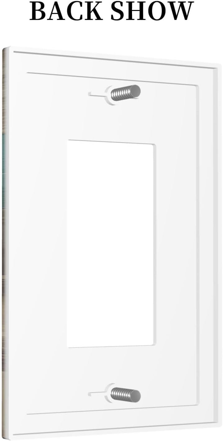 Decorative Outlet Covers Vintage Wood Brown Turquoise Splicing 1 Gang Single Rocker Light Switch Cover Plate Wall Plates Gfci Faceplate For Farmhouse Cabin Decor