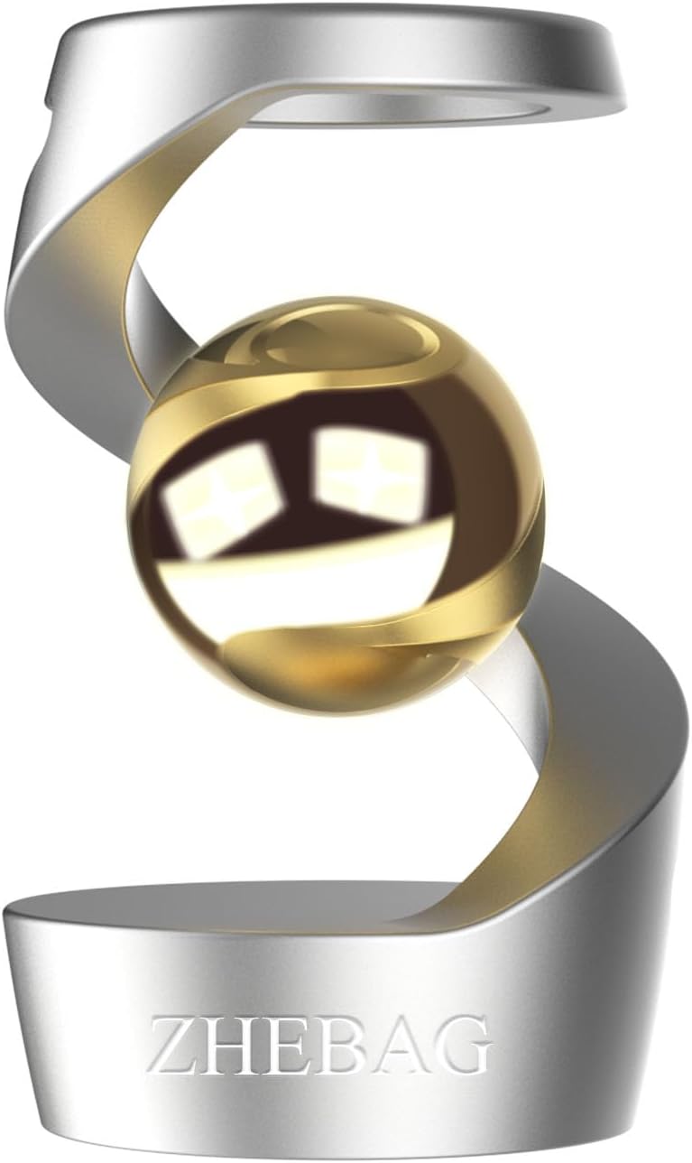 Kinetic Desk Toy, Metal Fidget Toys for Adults, Unique Optical Illusion Stress Reducing Desktop Spinning Toy, Adult Sensory Toys, Decorative Gifts for Offices and Cars(Silver-Gold)