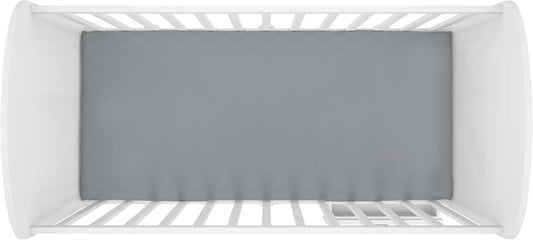 Hooga Grounding Crib Sheet, Organic Fitted Grounded Sheet for Baby Crib, Earth Connected Bedding (52”x28”x8”) Pure Silver Fiber and Cotton, Grounding Cord Included. Gray
