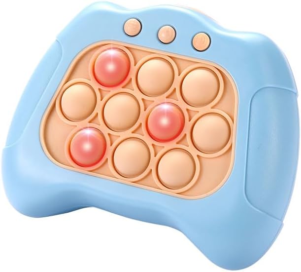 Fast Push Bubble Game, Quick Push Pop Game, Quick Push Toy with Lights, Pop Fidgets Game Toys, Fun Stress & Anxiety Relief Games Toys (Light Blue)