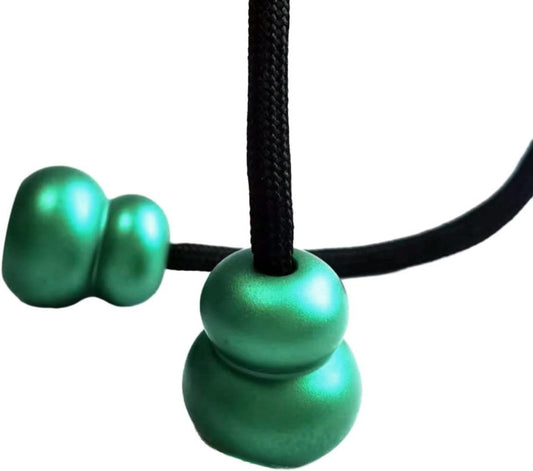 Begleri Fidget Beads, Aluminum Alloy- Practicing EDC Knuckle Finger Skill, Stress Relief Toy for Adult Relieve Anxiety Worry/with Replaceable Rope (Green)