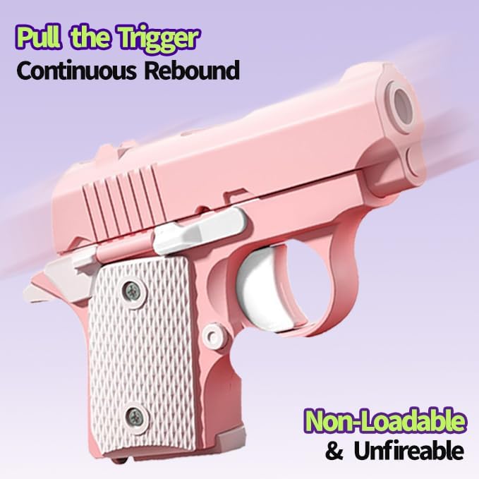 Fidget Toys for Adults, 1911 3D Printed Small Pistol Toys, Stress Relief Pistol Toys Suitable for Relieving ADHD, Anxiety, Suitable Toys for Friends Adults and Kids Best Gift (Pink)