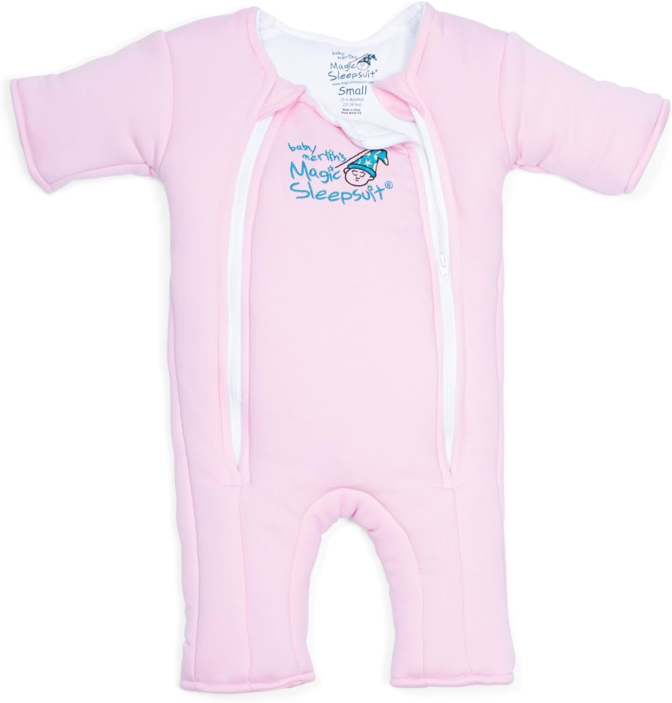 Magic Sleepsuit Baby Merlin's Bamboo/Cotton Baby Swaddle Transition Product - Soft and Cozy Design, Double Zipper for Easy Diaper Changes, Promotes Safe Sleep, 3-6 Months - Pink - Small 12-18lbs