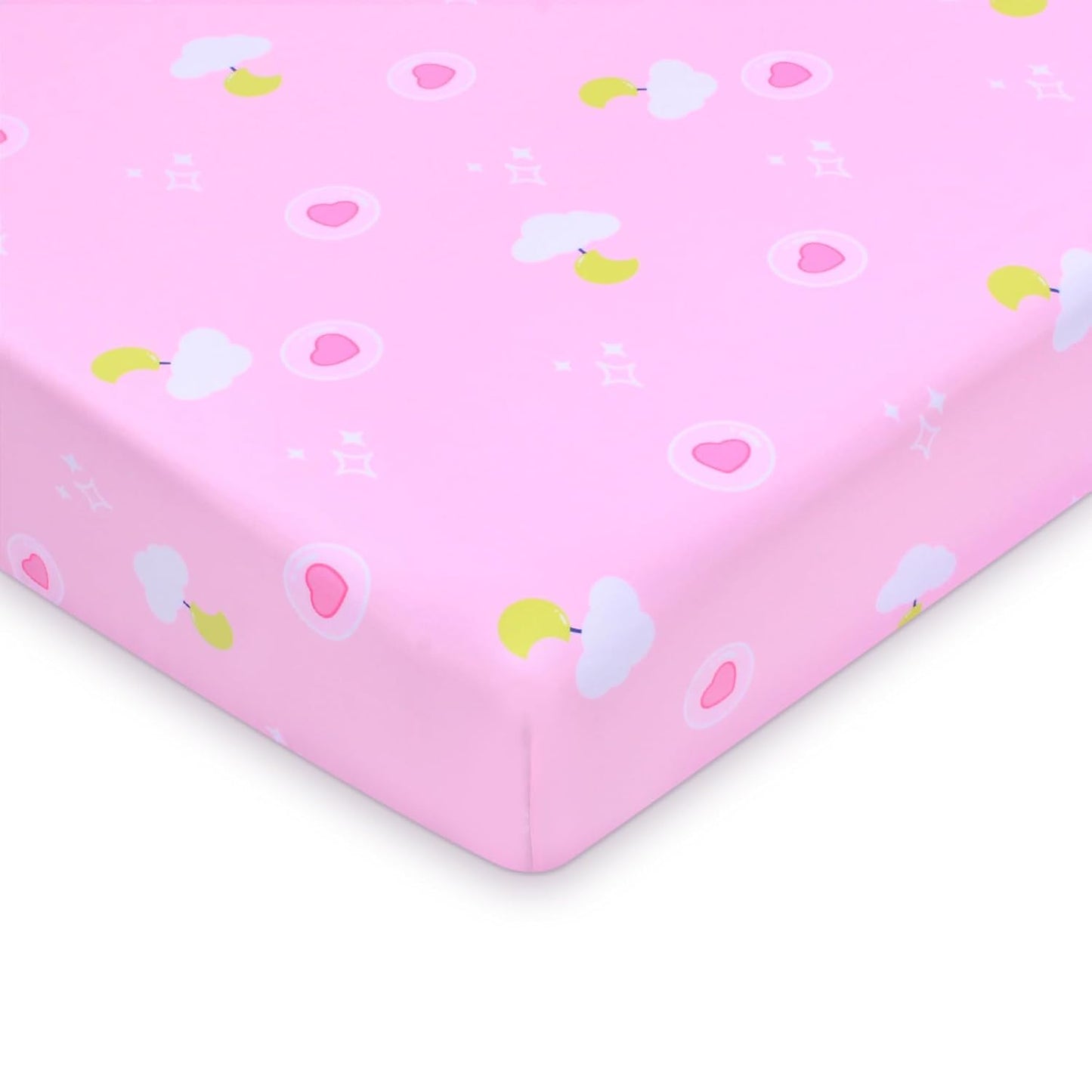 UOMNY Crib Sheet, Pink Clouds Crib Sheets Baby Sheet for Standard Crib and Toddler Mattresses Nursery Bedding Sheet Crib Mattress Sheets for Boys and Girls 1 Pack Toddler Sheet