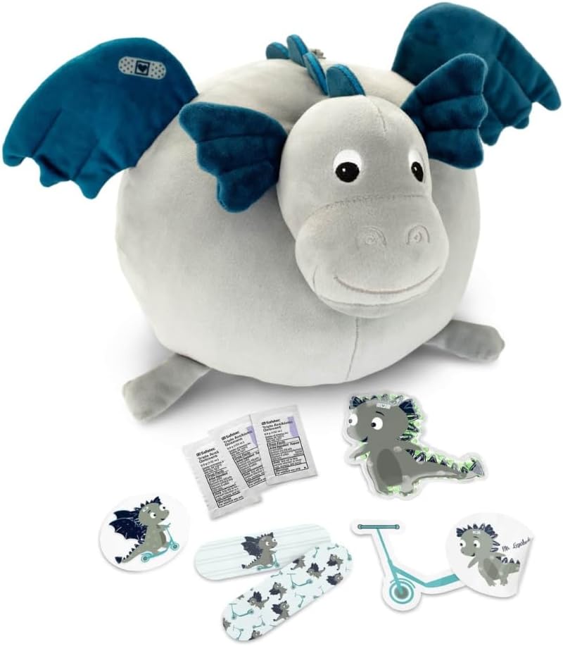 Plush First Aid Kit for Home - Aid Kit for Kids - Toddler First Aid Kit – Mini Emergency First Aid Classroom – Mr. Lizarbocker Dragon Plush Bag