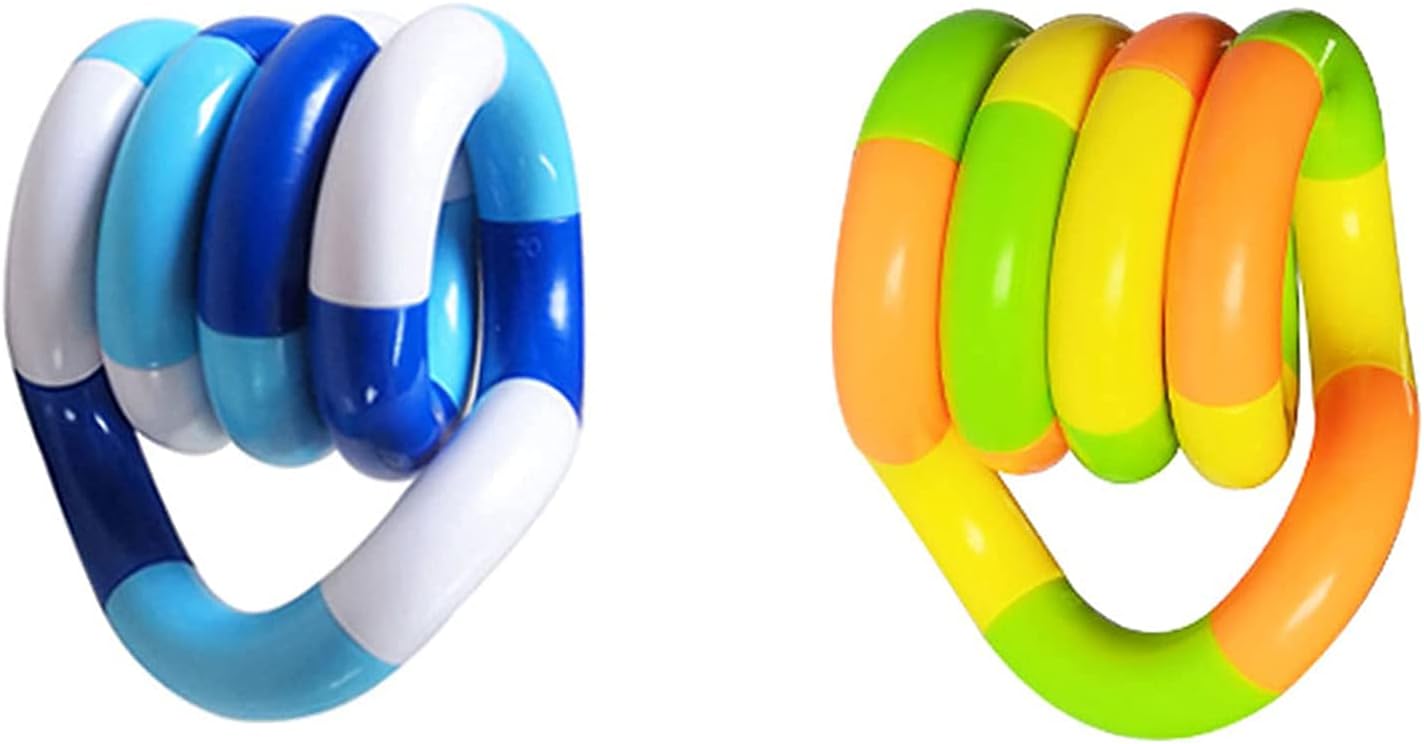 10pcs Tangles Fidget Toys - Sensory Items Quiet Fidget Toys for Adults Boys Girls Anxiety Stress Relief Toys Pack- Squeeze, Twist, Chain Spinner Alternative Gift