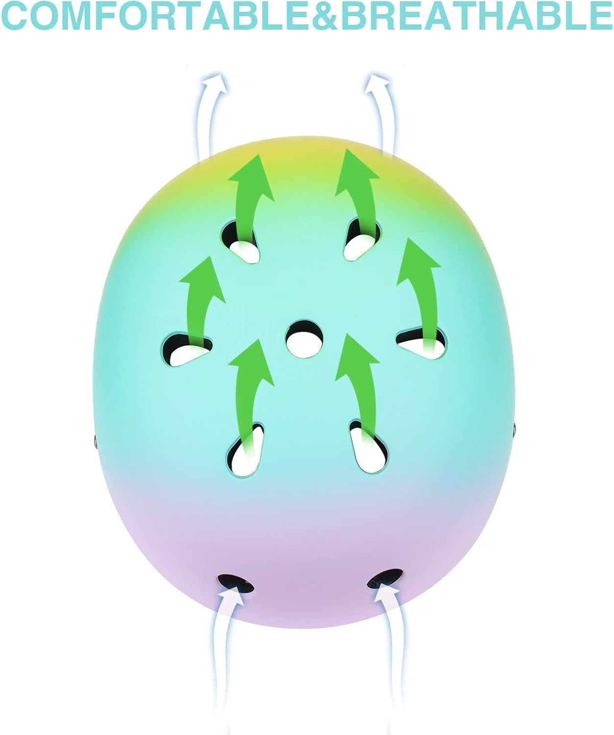 Color Gradient Adjustable Kids Bike Helmet Toddler Helmets for 3-5-8-14 Years Kids Girls Boys Youth Bicycle Helmet for Scooter Balance Bike Roller Skating Skateboard