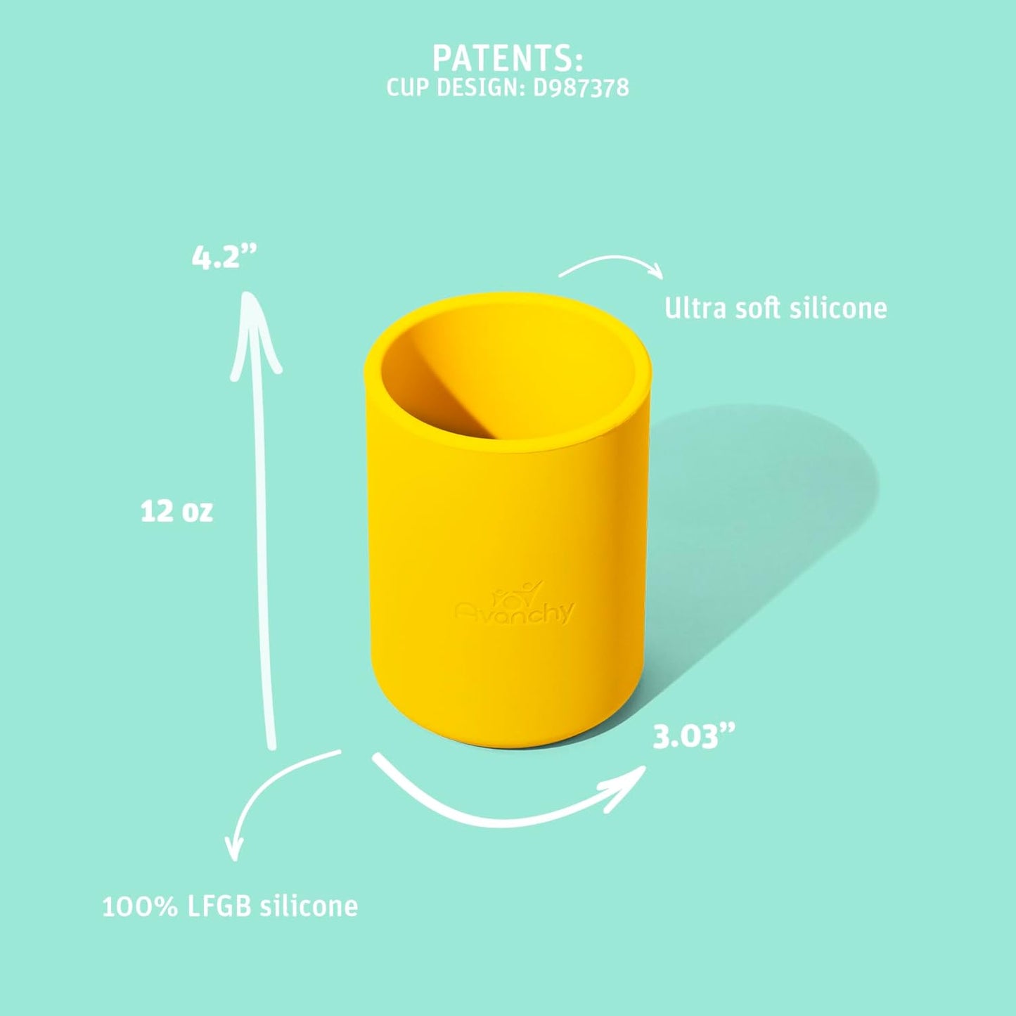 Avanchy Silicone Training Cup – 12 oz Open Cup for Toddlers and Infants – Ideal for Baby Led Weaning and Transitioning from Bottles, Gray