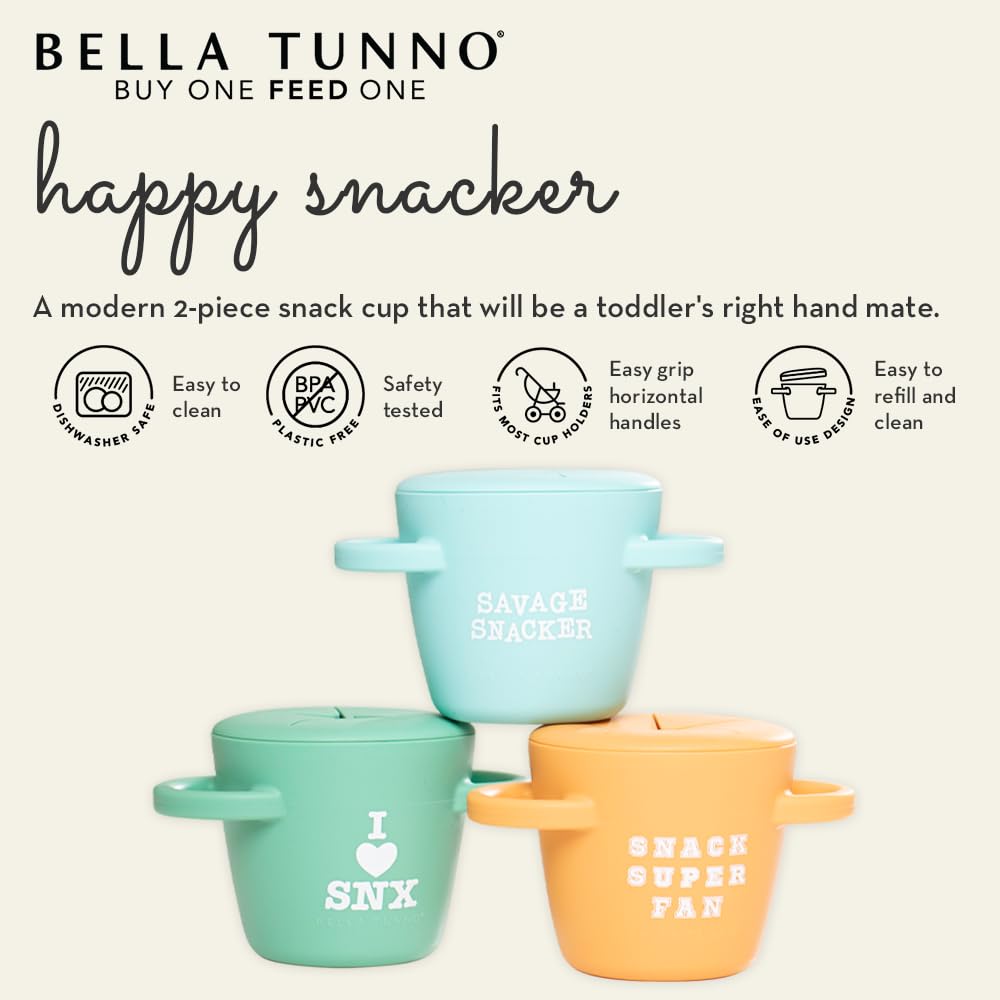 Bella Tunno Snack Cups for Toddlers, Silicone Spill Proof Food Container with Lid, Babies & Kids 6-12 Months, Savage Snacker