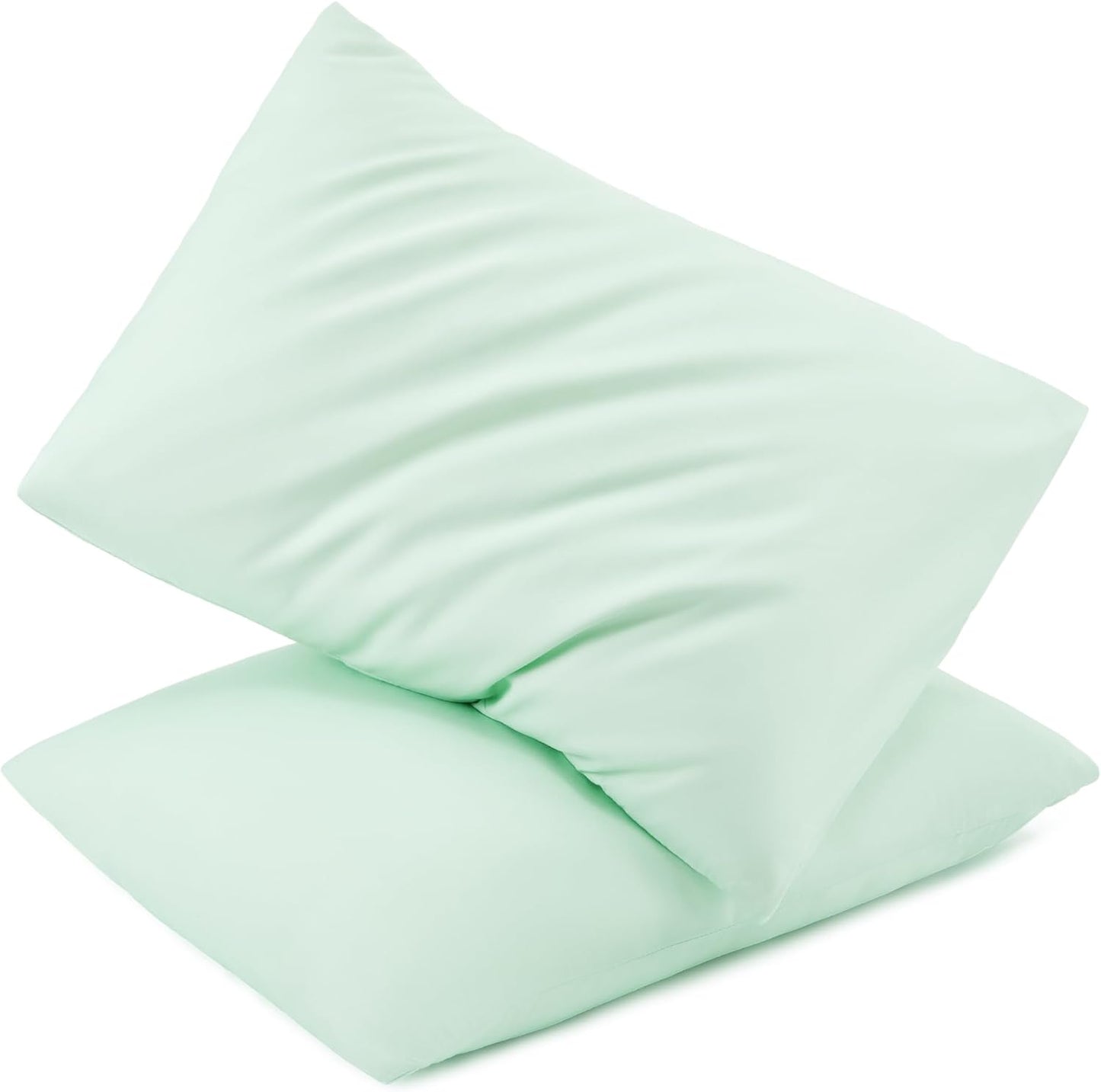 TILLYOU Toddler Pillowcase 2 Pack with Envelope Closure,13" x 18" Silky Soft Microfiber Travel Kids Pillowcase for Boys and Girls, Sage Green