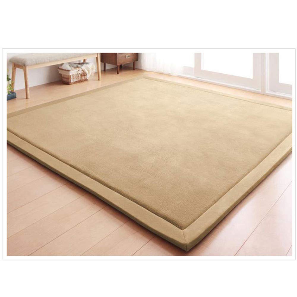 Loartee Coral Velvet Crawling Rug (6'8"x9'8", Brown) for Toddler Children Play Area Rugs Yoga Mat Exercise Pads Carpet