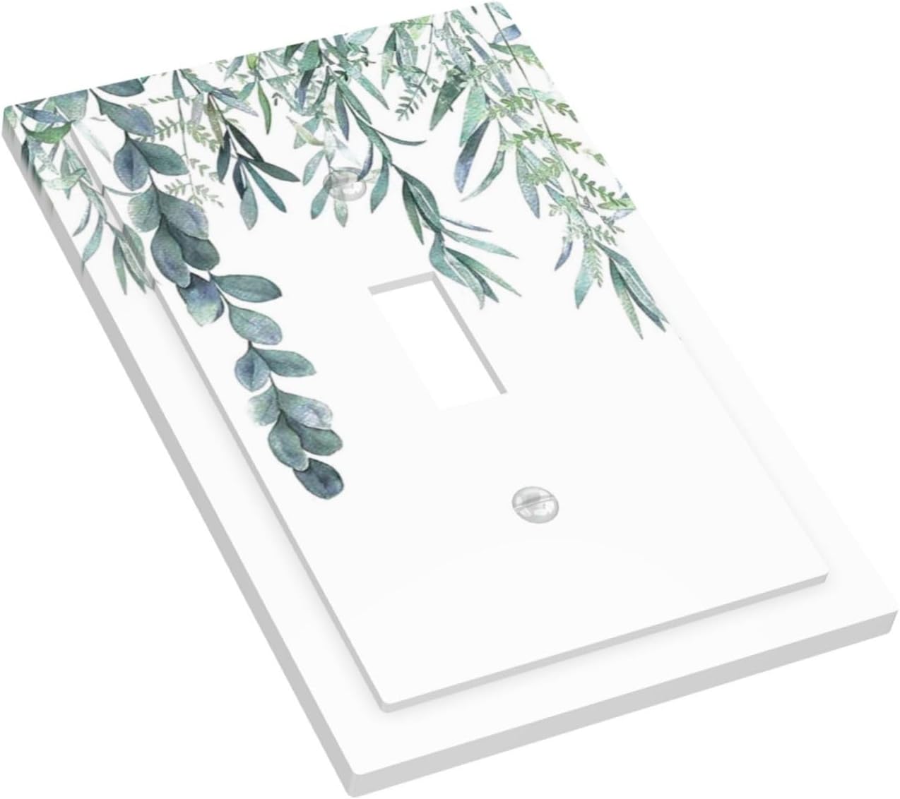 Eucalyptus Leaves Greenery Vine Flowers Simplicity Decorative Light Switch Cover 1 Gang Single Toggle Device Electrical Faceplate Switchplates Decorator Outlet Wall Plate for Bed Room Living Room