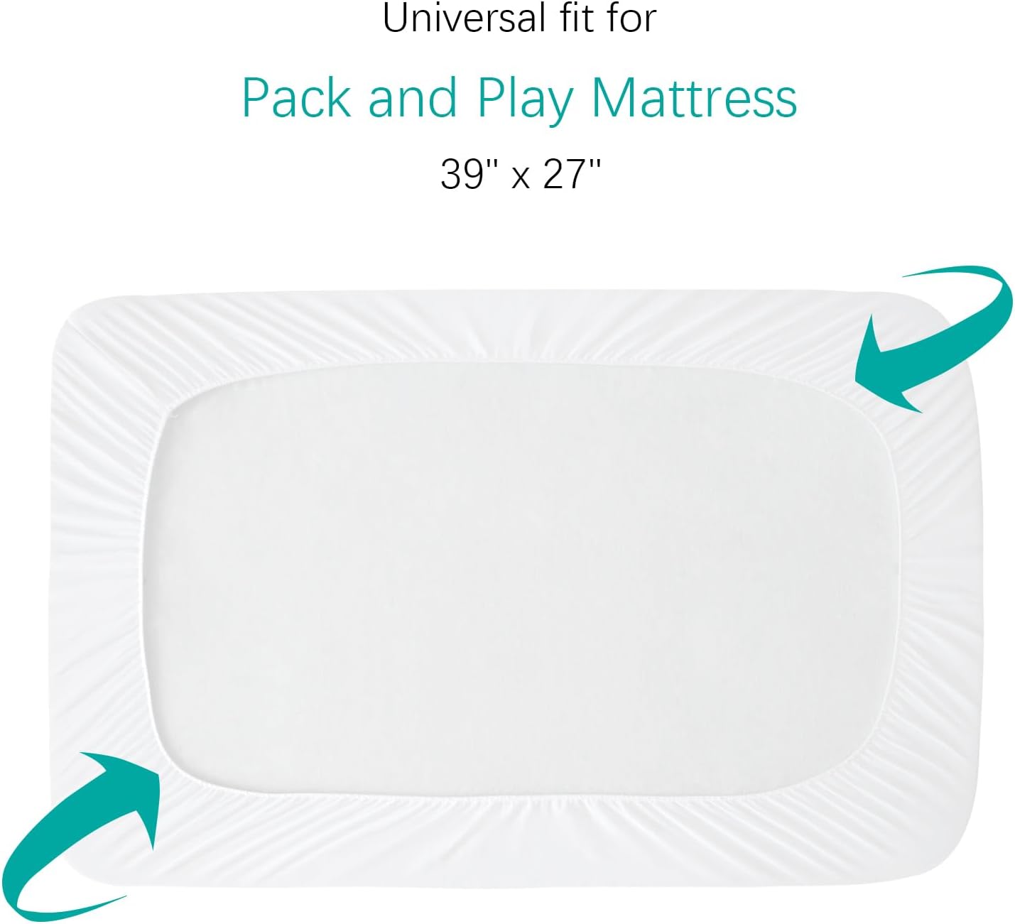 Pack and Play Sheets Fitted 2 Pack Waterproof Pack and Play Mattress Protector Pad Cover Quilted Compatible with Graco Pack n Play & Dream On Me & Pamo Babe, Playpen/Playard 39" x 27" White