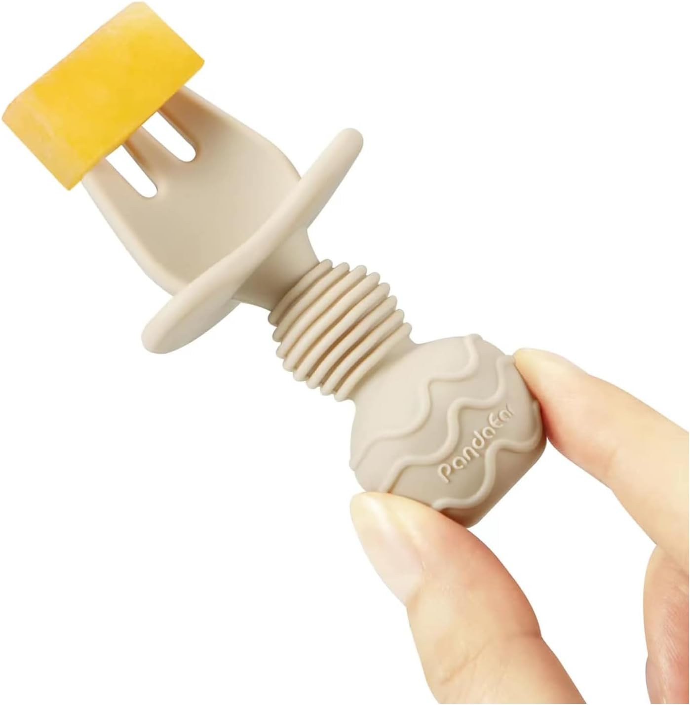 PandaEar 6 Pack Silicone Baby Spoons and Fork Feeding Set- Anti-Choke First Self Feeding Utensils for Baby Led Weaning Ages 3 Months (Blue, Green&Tan)