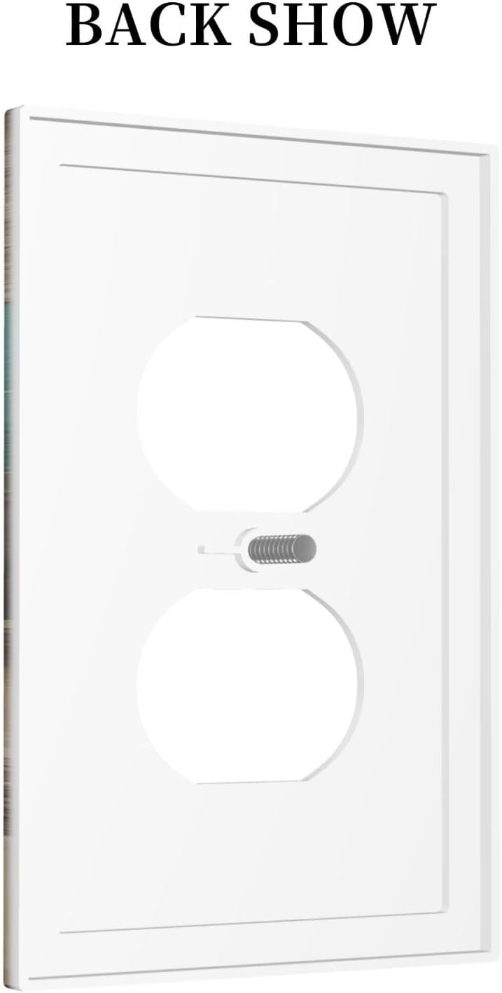 Outlet Covers Vintage Wood Brown Turquoise Splicing 1 Gang Duplex Light Switch Cover Decorative Switch Plates Electrical Receptacle Faceplate Wall Plate For Farmhouse Cabin Decor