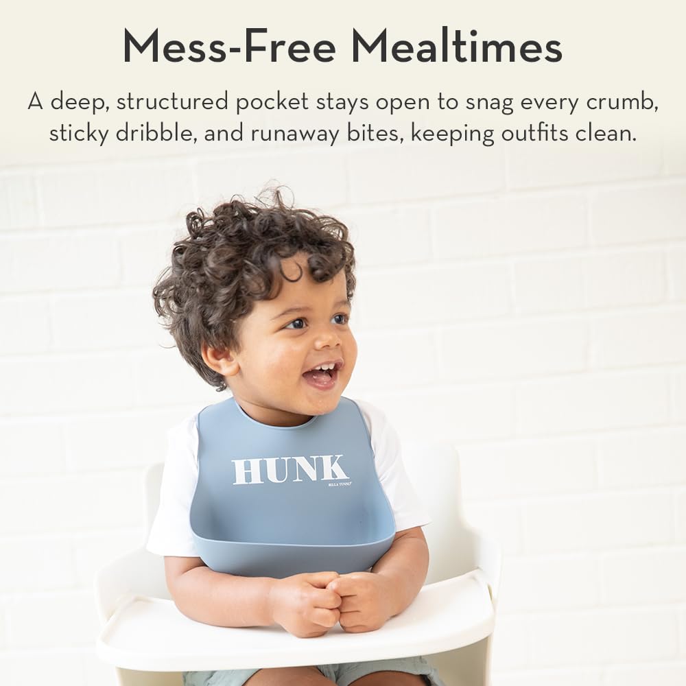 Bella Tunno Wonder Bib – Waterproof Silicone Bibs for Boys & Girls, Non-toxic & BPA Free Silicone Baby Bibs & Toddler Bibs with Adjustable Neck, Easy to Clean (Lil Hangry)