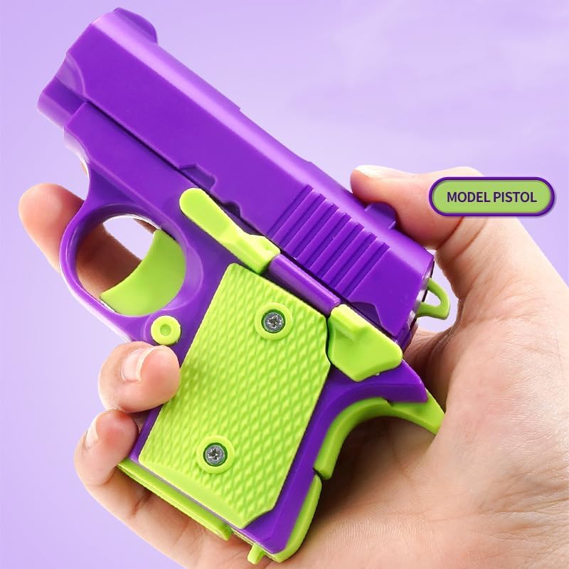 Fidget Toys Pistol, 3D Gravity Mini 1911 Fidget Pistol Toys,Fidget Sensory Toys,Stress Relief for Adults, Suitable for Relieving ADHD, Anxiety, Best Gift for Adults and Kids(Purple/Green)