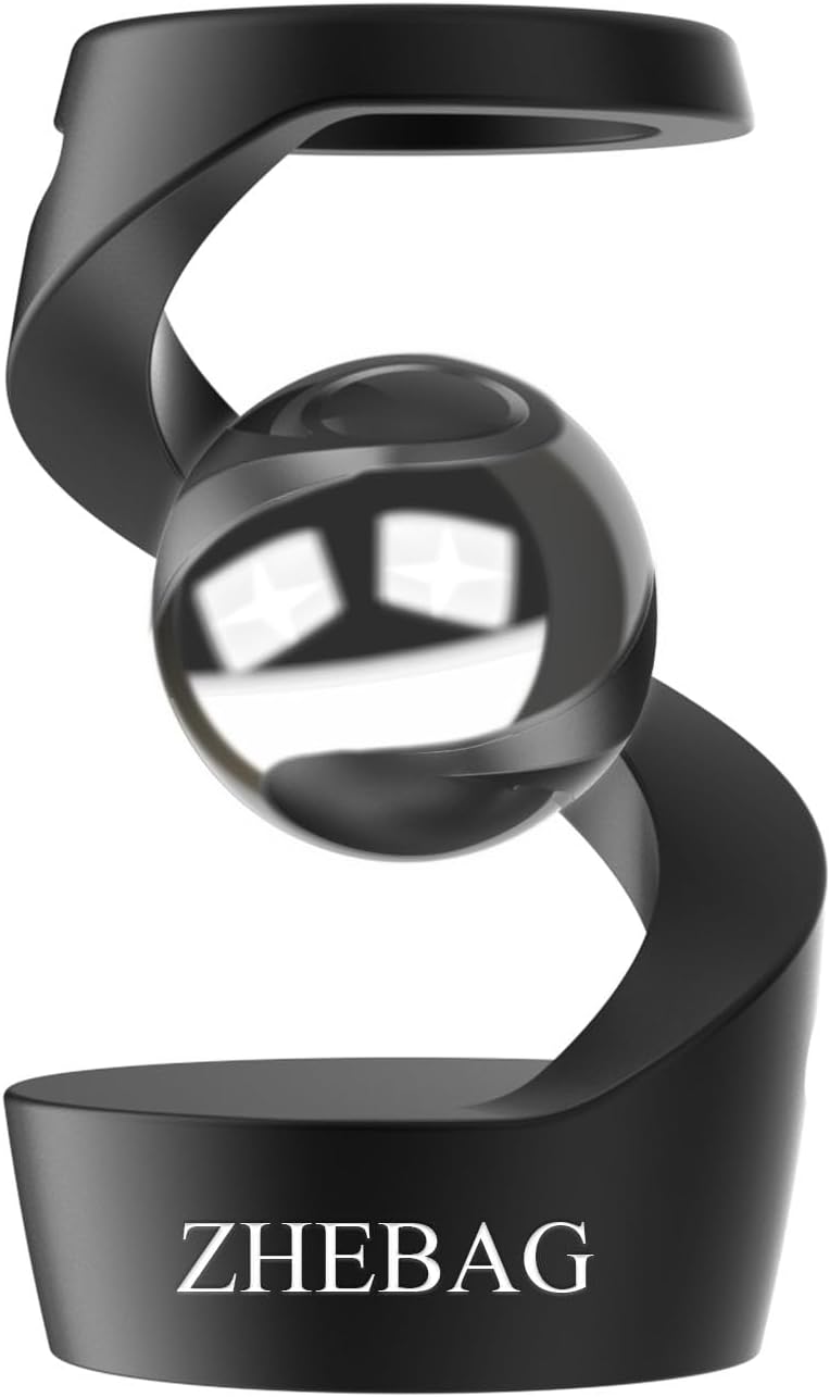 Kinetic Desk Toy, Metal Fidget Toys for Adults, Unique Optical Illusion Stress Reducing Desktop Spinning Toy, Adult Sensory Toys, Decorative Gifts for Offices and Cars(Black- Silver)