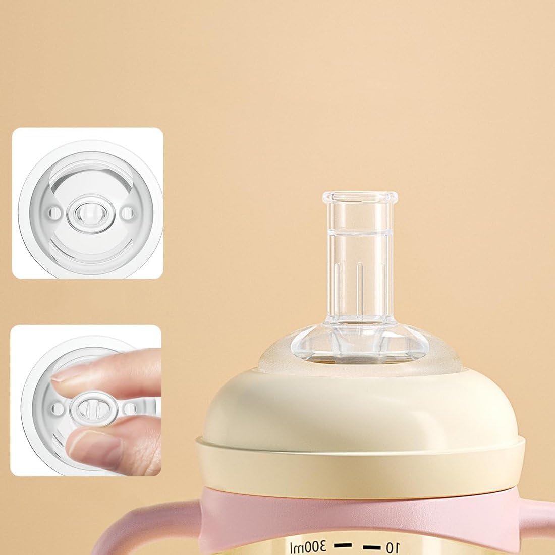 Toddler Sippy Cup 10oz, Weighted Straw Baby Drinking Water Bottle with Valved Spout for 6+ Months, 300ml/Orange/1Pack