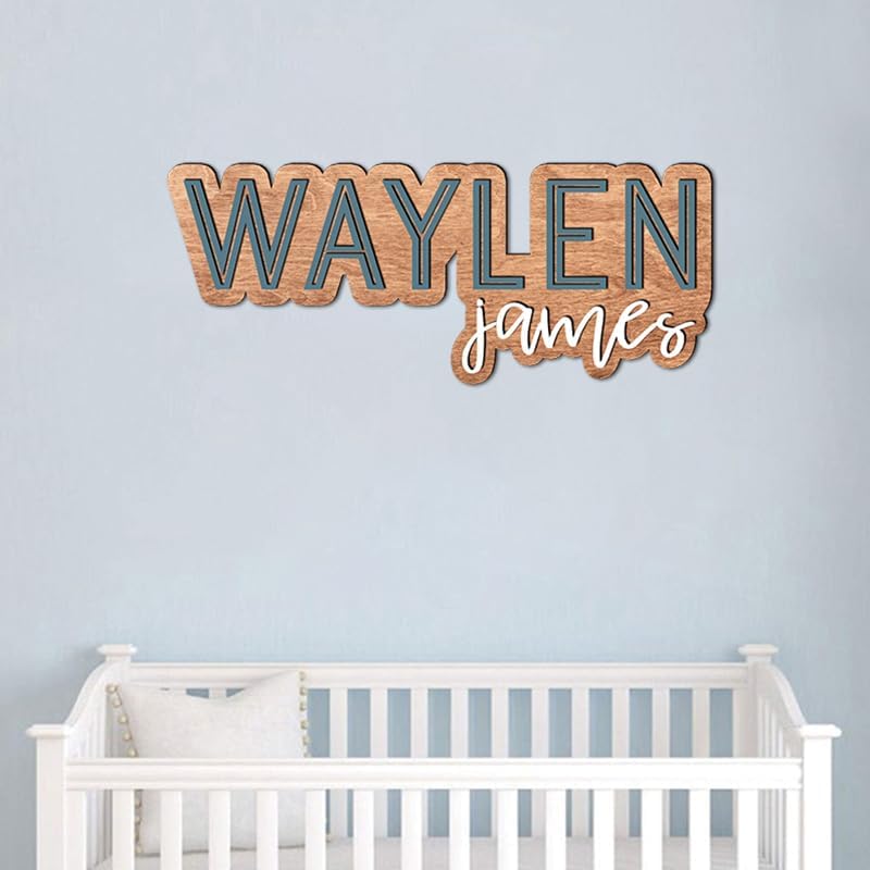 Personalized Wooden Name sign for nursery, Custom Baby name sign, Rustic wood Nursery decor for boys, Baby shower, Kids room door hanging gift/3