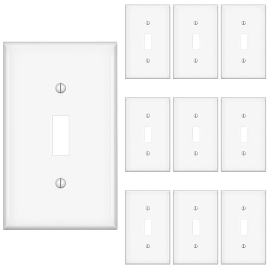 Toggle Light Switch Covers, Electric Light Switch Plates, Single Switch Plate Covers, Electrical Lightswitch cover plate, Wall Plates for Light Switches, Standard Size 1 Gang, White, 10 Pack