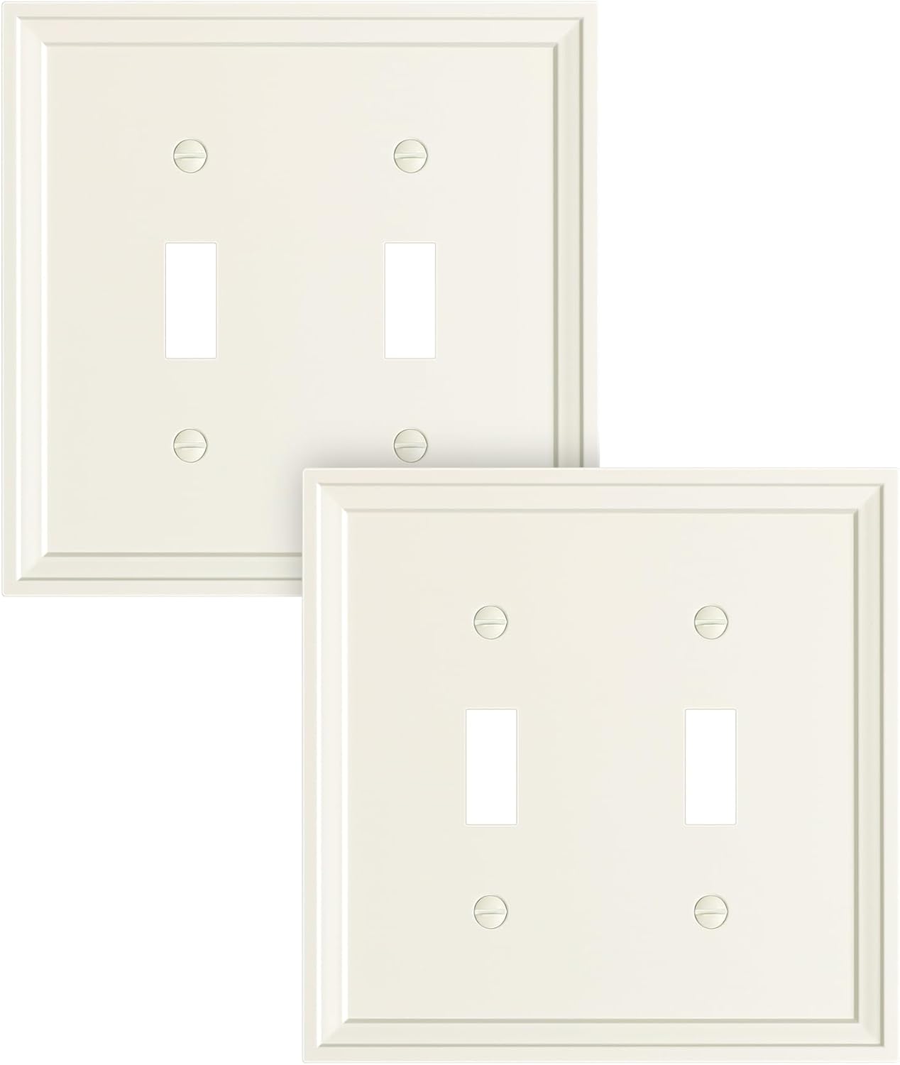 2-Pack Double Toggle Light Switch Cover Plate, Light Almond Decorative Dual Switch Plate Covers, Natural Bamboo Fiber 2 Gang Wall Plate, Corrosion Resistant
