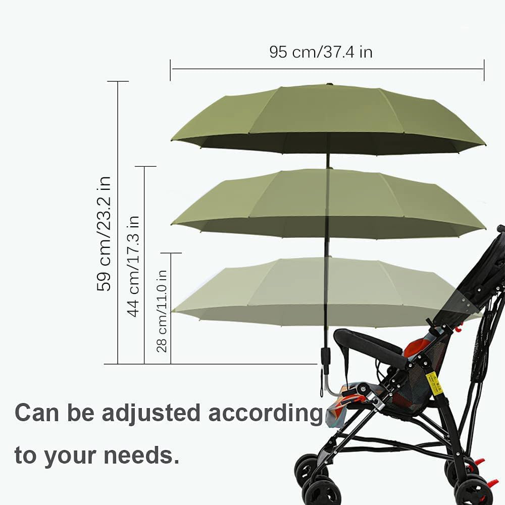Universal Baby Parasol, Baby Stroller Sun Shade Sun Protection Sun Shade for Strollers, Waterproof Umbrella for Trolley Bike, Bicycle Umbrella with Holder Clip Clamp