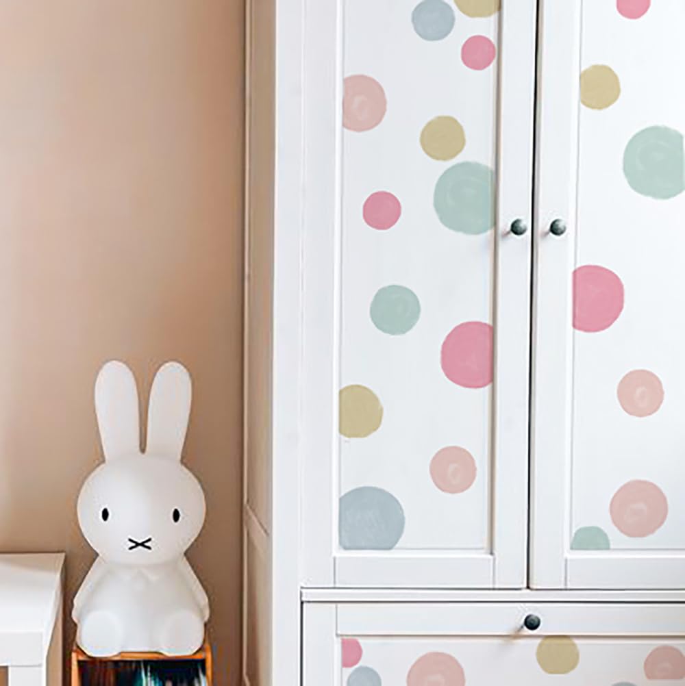 Colorful Polka Dot Wall Decals 36 PCS, Watercolor Dots Wall Sticker for Girls Bedroom Removable Wall Decals Nursery Kids Room Decor (6 Sheets)
