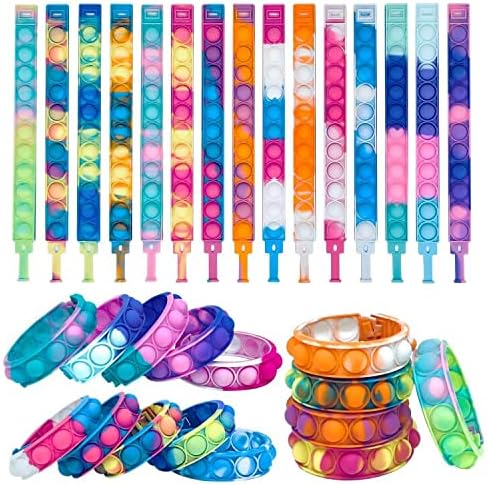 TOMOIN Pop Bracelet Fidget Toy, 30Pcs Multi-Color Bracelet Popular Wristband Fidget Watch is Suitable for Children and Adults Stress and Anxiety Relief Wristband
