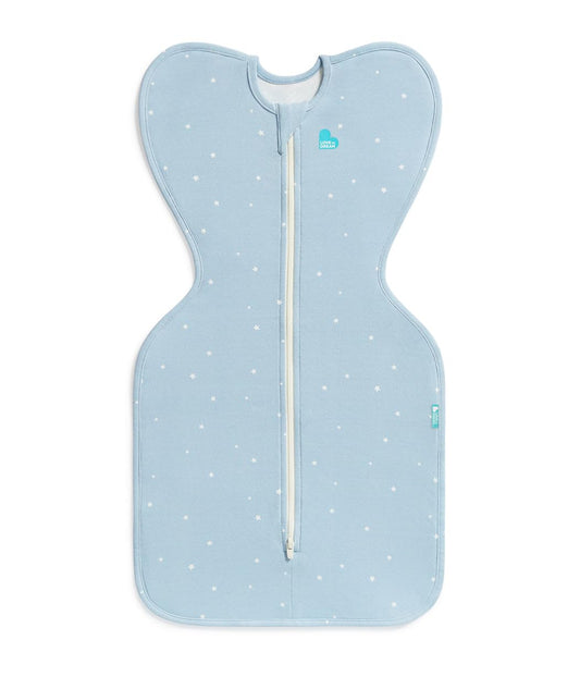 Love to Dream Swaddle Up Original, Arms Up Position, Light and Ultra Breathable Cotton - Wearable Blanket - 1.0 TOG - (20-24°C) Ideal for Moderate Temps (Twinkle Powder Blue, Medium, 6–8.5kg)