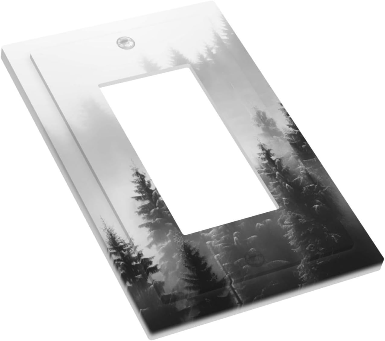 Foggy Forest Natural Scenery Retro Tree Pine Decorative Outlet Covers 1 Gang Single Rocker Light Switch Cover Plate Wall Plates GFCI Faceplate for Bed Room Living Room Decor