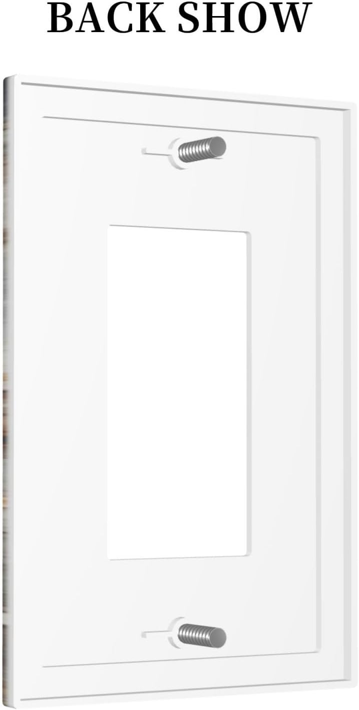 Brown Marble Granite Golden Lines Print Decorative Outlet Covers 1 Gang Single Rocker Light Switch Cover Plate Wall Plates GFCI Faceplate for Bathroom Kitchen Decor