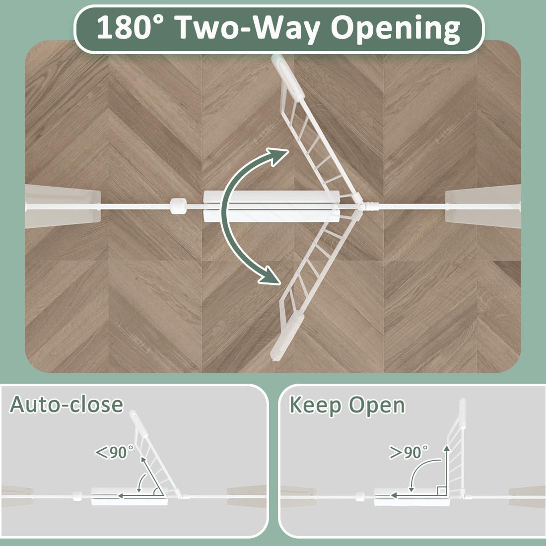 TSAYAWA Walk Through Baby Gate with Door, 48.1-52.7 Inch Wide Presure Mounted No Drill Metal Auto Close Child Gate for Stair Doorway - Indoor Outdoor Safty Gate for Toddler Dog Doggie, White