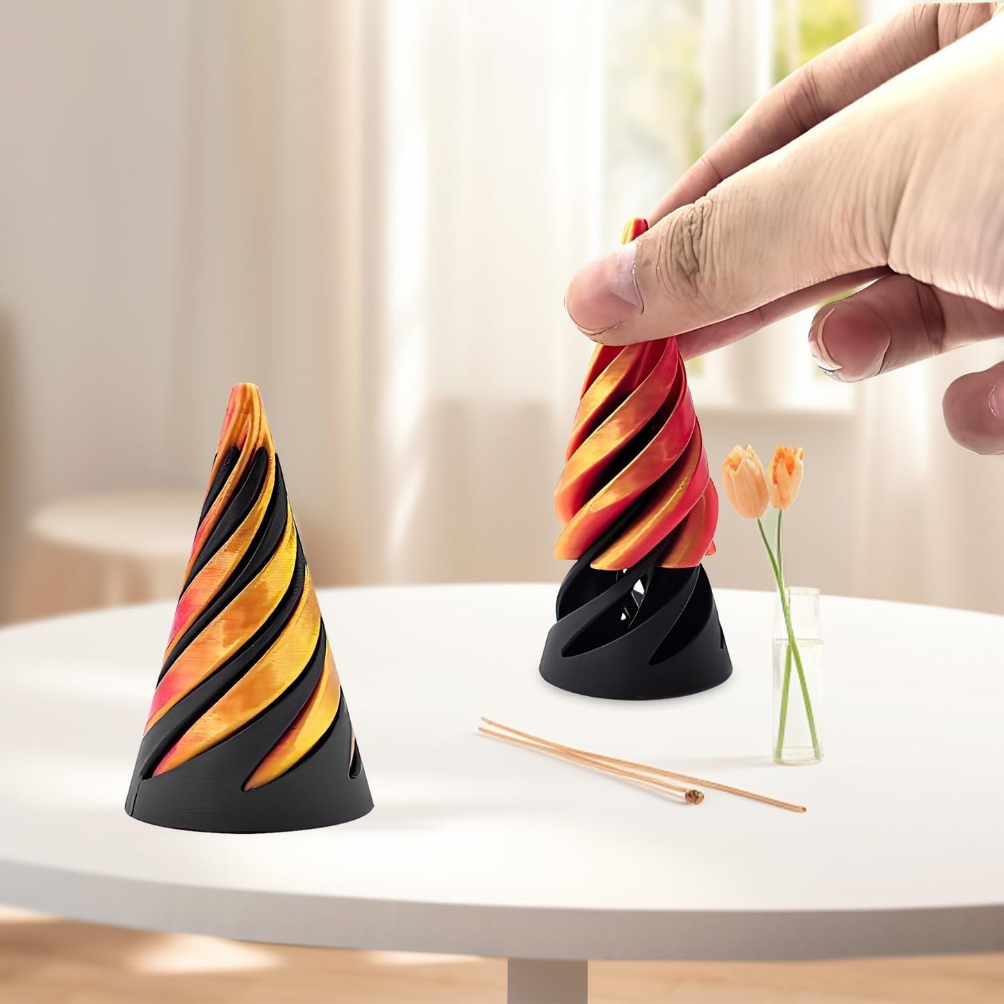 Impossible Cone,Impossible Pyramid Passthrough Toy,Spiral Cone Fidget Toy, 3D Printed Spiral Cone Toy,Mini Cones Pass Through Pyramid Fidget Toy for Stress and Anxiety Relaxing