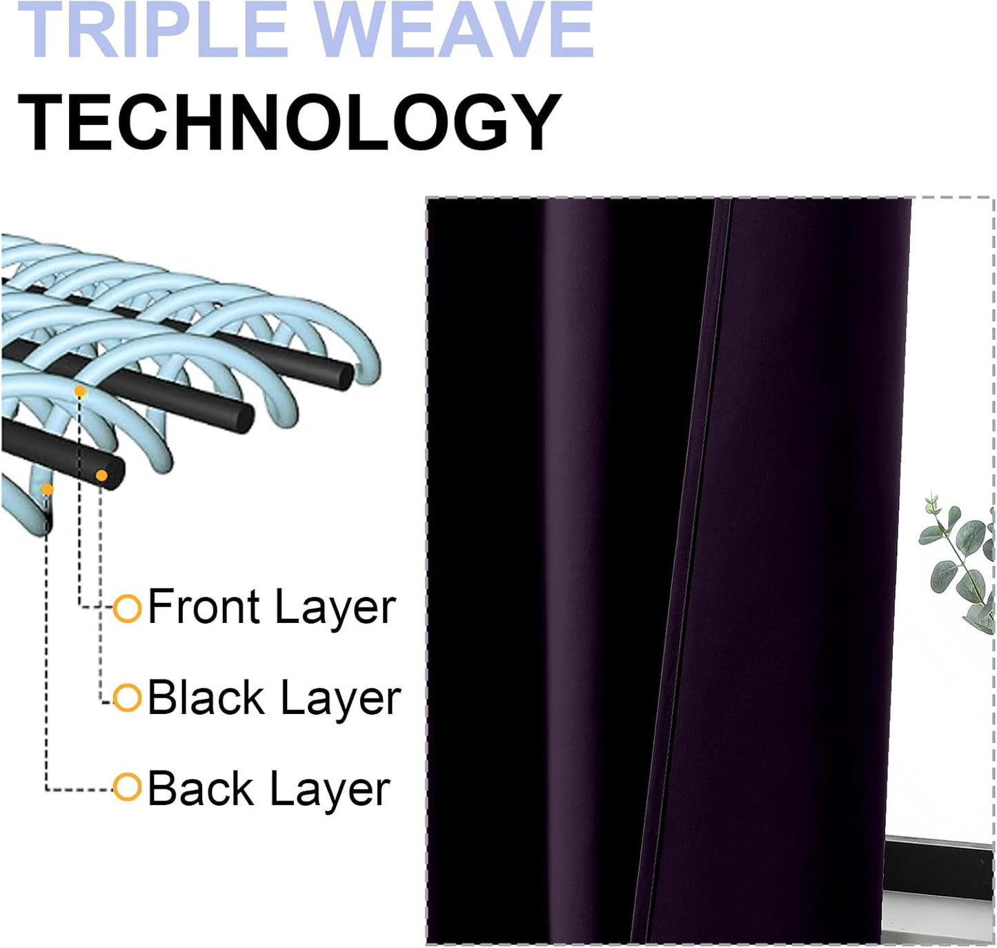Simplebrand Ava BlackBerry Blackout Curtains for Bedroom 84 Inch Length 2 Panels Set, Solid Thermal Insulated Privacy Nursery Window Treatment Curtains Blackout Drapes, W40 x L84 Inch, BlackBerry