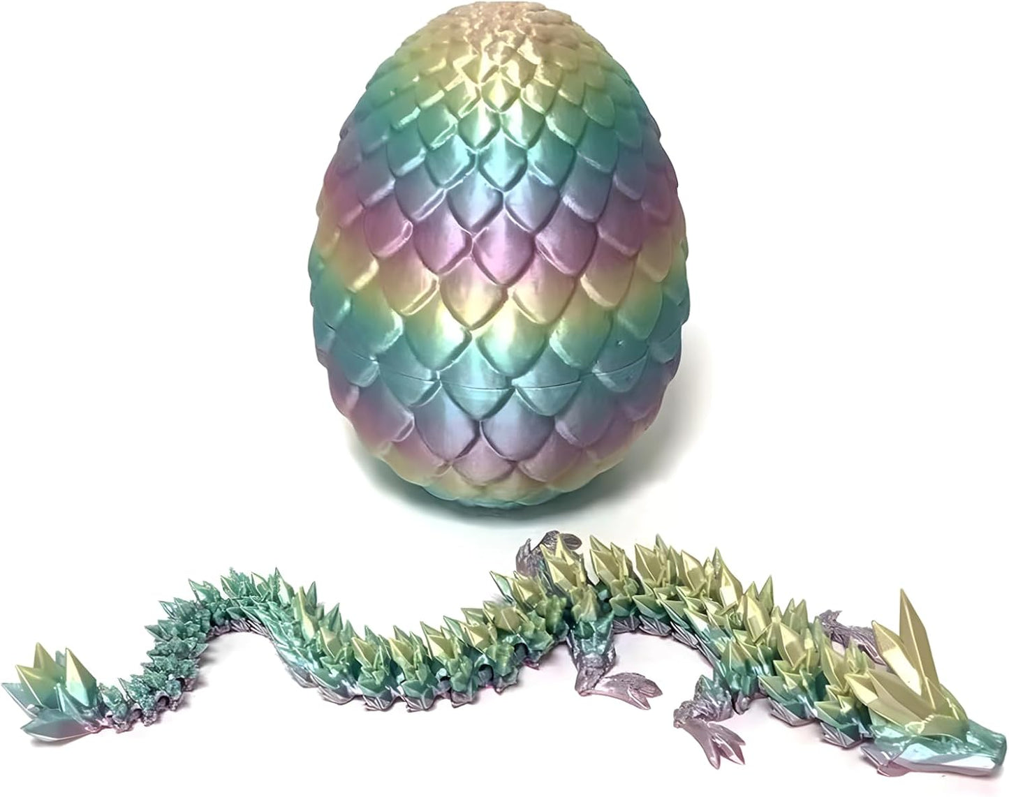 3D Printed Dragon Egg Crystal Dragon Fidget Toy Full Articulated Dragon Mystery Dragon Eggs with Dragon Inside Home Office Desk Decor Gifts Toys (Multilcolor)