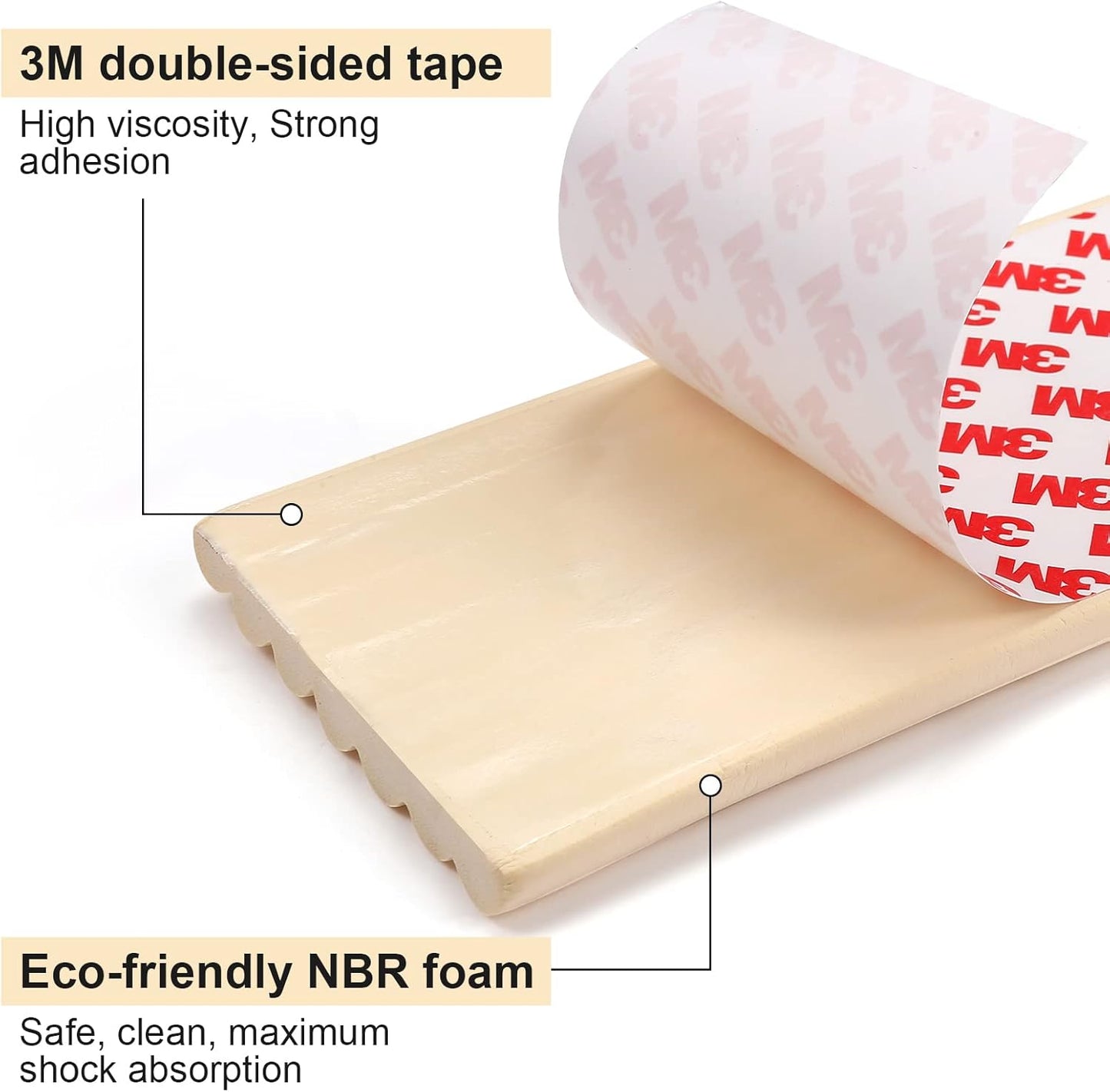 Upgrade Baby Proofing Edge Corner Protector, 16.4ft Edge Guards Padding with 3M Adhesive, Extra-Wide Soft Rubber Foam Padding, Furniture,Sharp Edge Safety Corner Edge Bumper Guard- Beige