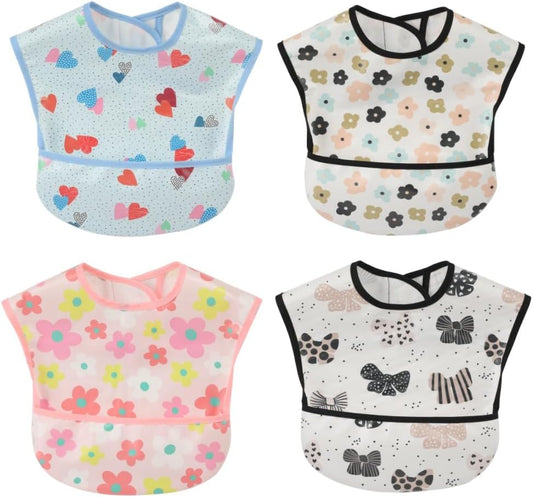 Baby bibs Waterproof Toddler bib - Feeding bib with Pocket for Infant Boy Girl Washable 6-36M