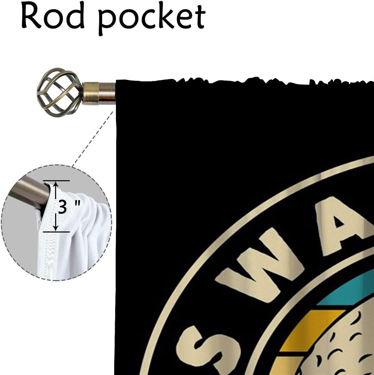 Golf Blackout Curtains for Boy Girl Room Darkening Decor,Sport Theme and White Motto Dark Background Bedroom Living Room Home Rod Pocket Thermal Insulated Window Curtain/Drapes Panel,84x84 Inch…