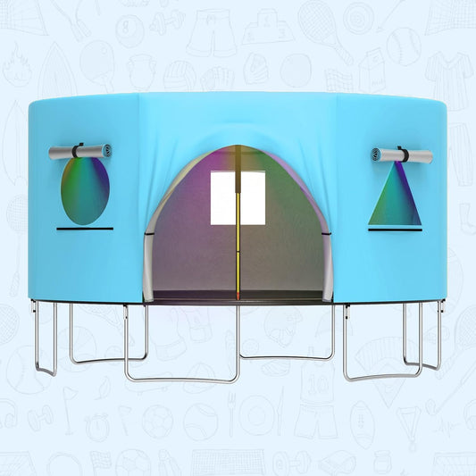 Gardenature 10FT/12FT/14FT Trampoline Tent(Tent Only), Fit Round Trampolines, Shade Cover with LED Light, Outdoor Trampolien Accessories, Anti-Tear, Beige