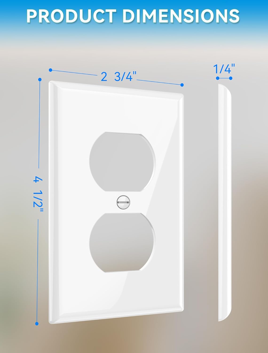 10-Pack Unbreakable 1-Gang Standard Size Duplex Receptacle Wall Plates – Durable Polycarbonate Thermoplastic Electrical Outlet Covers in White