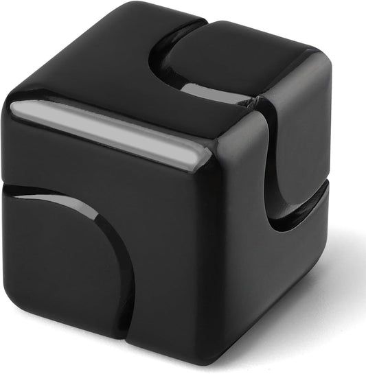 Fidget Spinner Toys Cube for Kids Adults, Metal Fidget Block Sensory Focus Toy Valentine Gift, Transformable Fingears Stress Relief Easter Stuff EDC Desktop for Boy Girl Teens Men(Black)