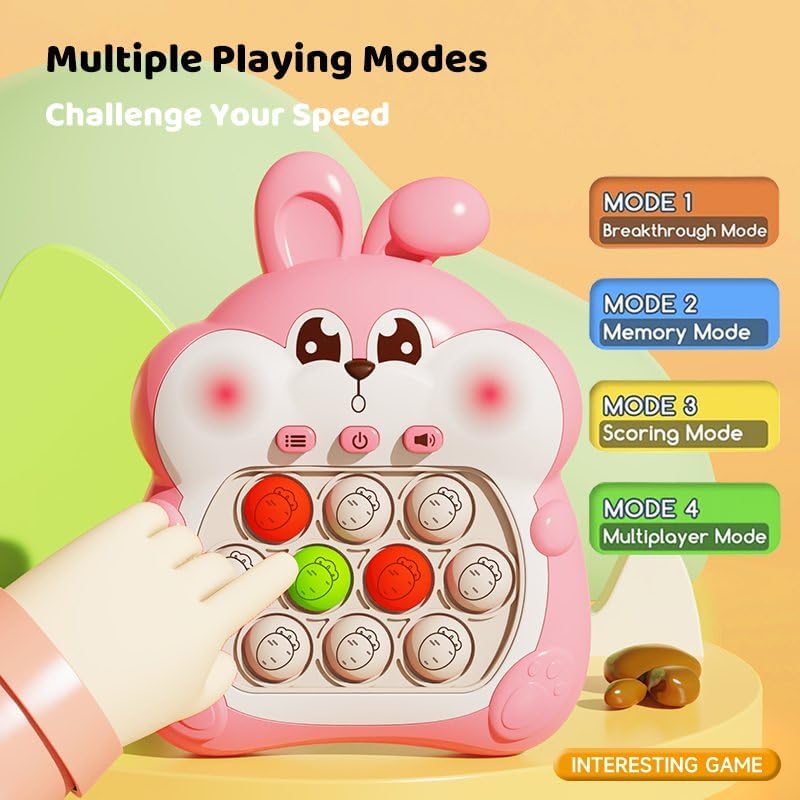 Fast Quick Push Bubble Pop Fidget Toy, Electronic Light Up Game Console, Cool Birthday Present for 6 7 8 9 10-12 Year Boys and Girls Pop Up Stress Relief Toy, Concentration Speed Puzzle Game for Kids