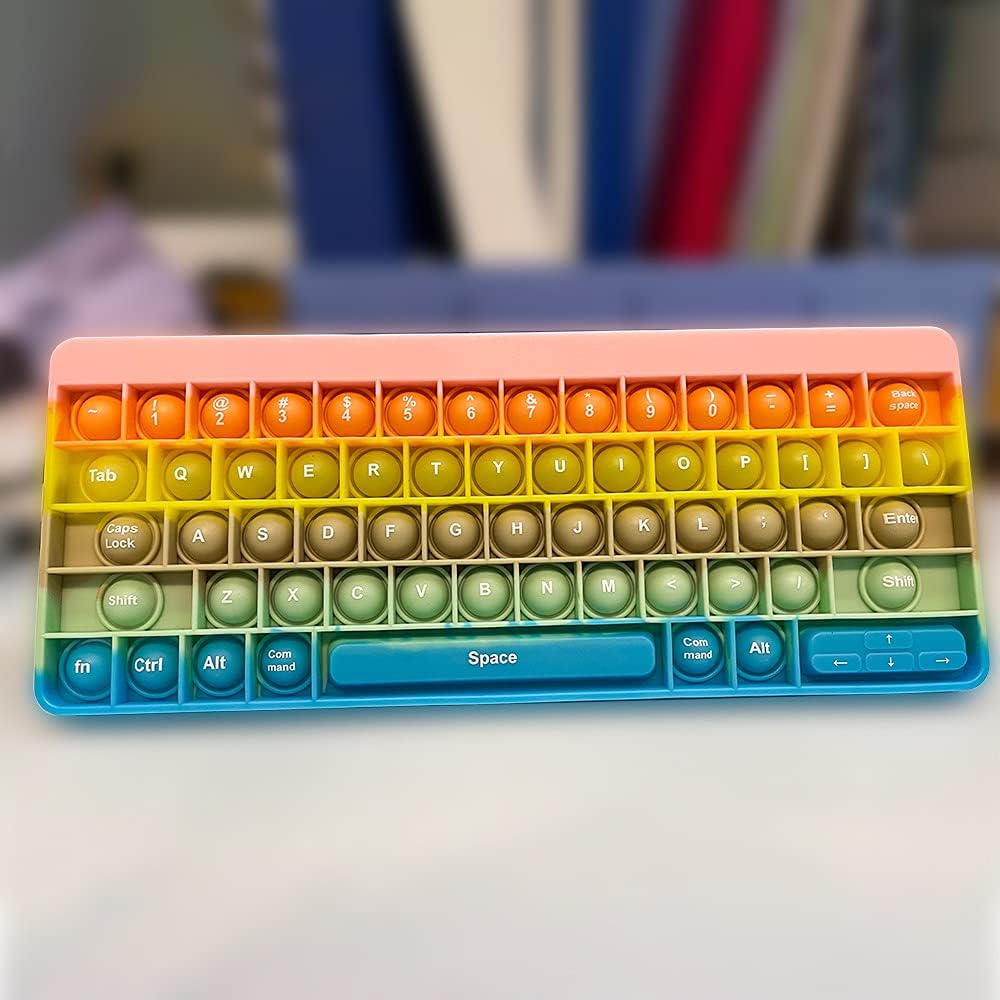 Push Toy Pop Bubble Fidget Sensory Toys Push It Pop Fidget Toys Candy Keyboard Shape, Pop Silicone Popper Toy Anxiety Stress Reliever Relief Autism Learning Materials Game Gift for Kids (Candy)