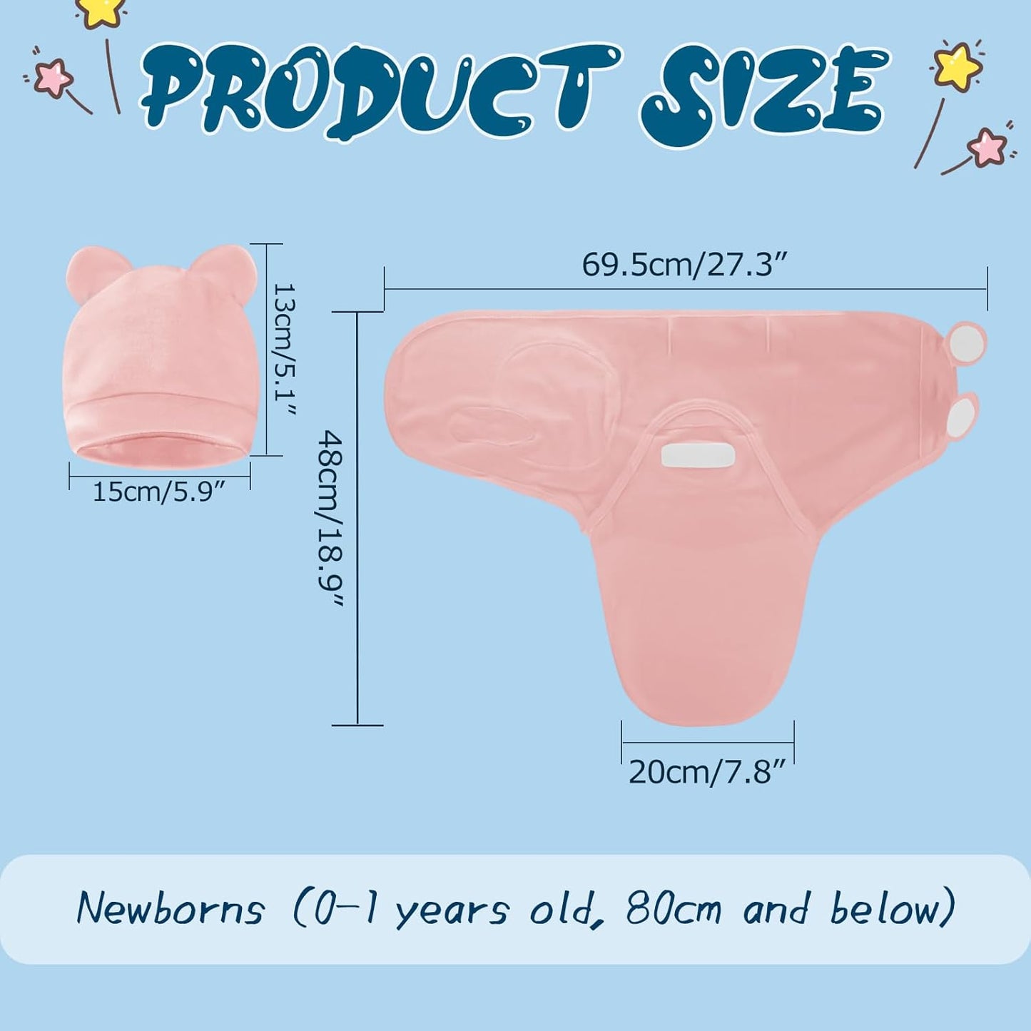 Baby Swaddle Sleep Sacks with Hats for 0-3 Months Baby Swaddle Blanket Wrap Newborn Swaddles Sack for Baby Boy Girl