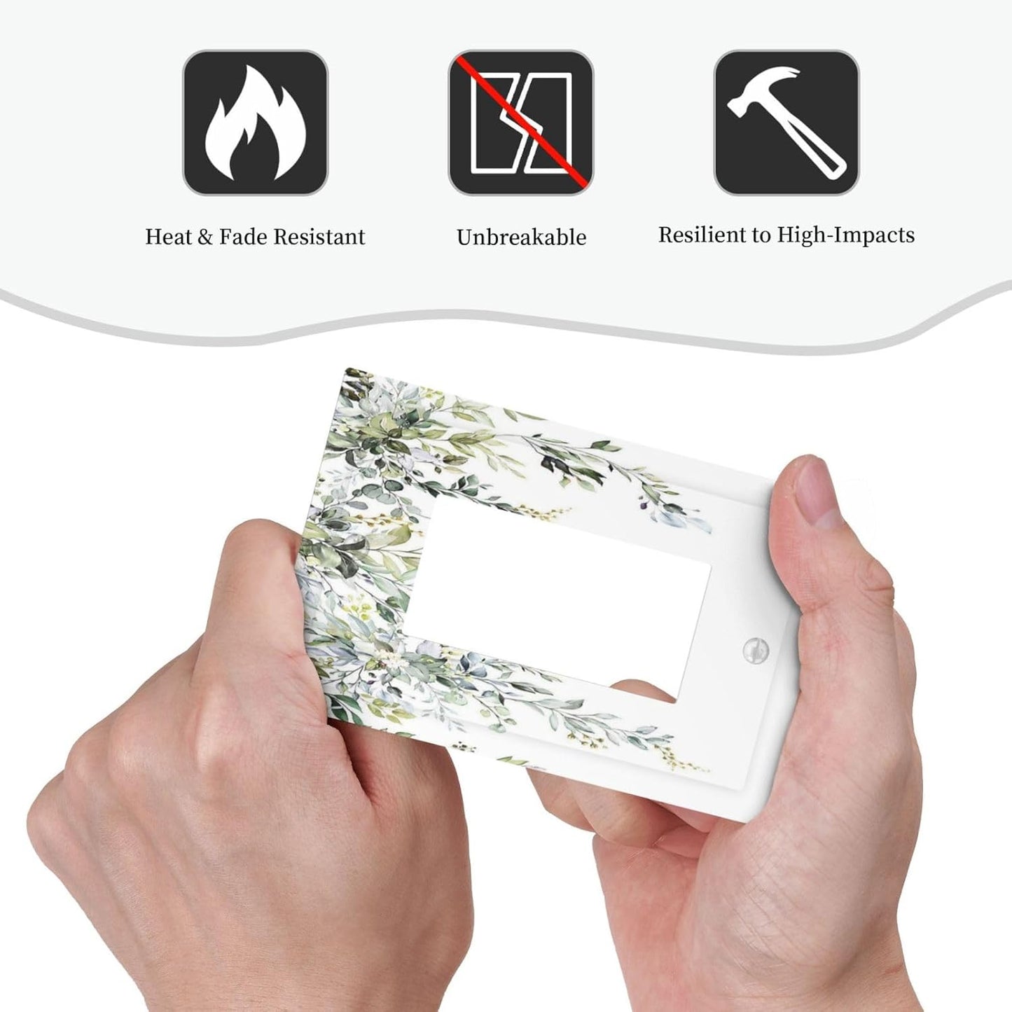 Decorative Outlet Covers Boho Farmhouse Flower Leaf Sage Green 1 Gang Single Rocker Light Switch Cover Plate Wall Plates GFCI Faceplate for Bedroom Cabin Decor