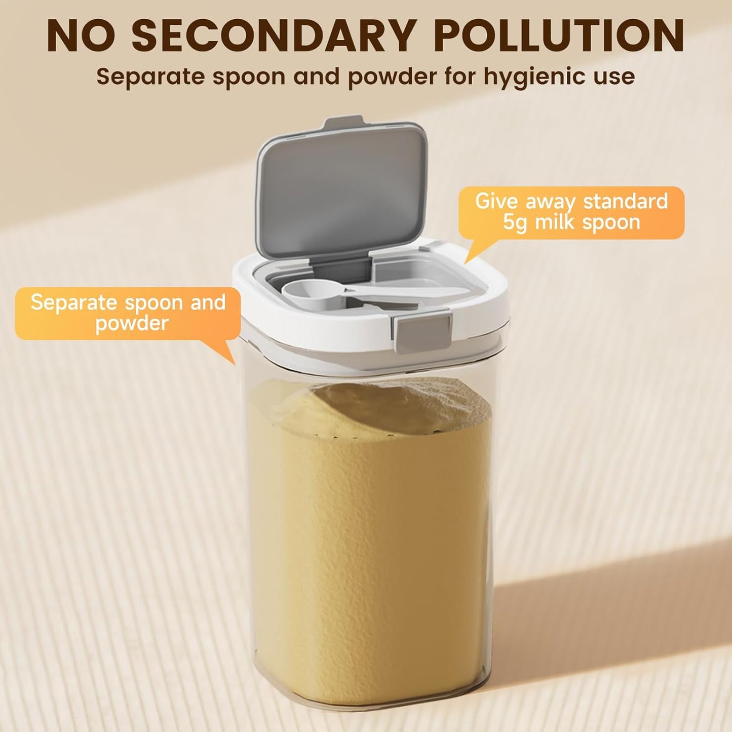 Formula Container to go-1800ml Travel Dispenser BPA Free Airtight Container with Spoon and Layered Storage