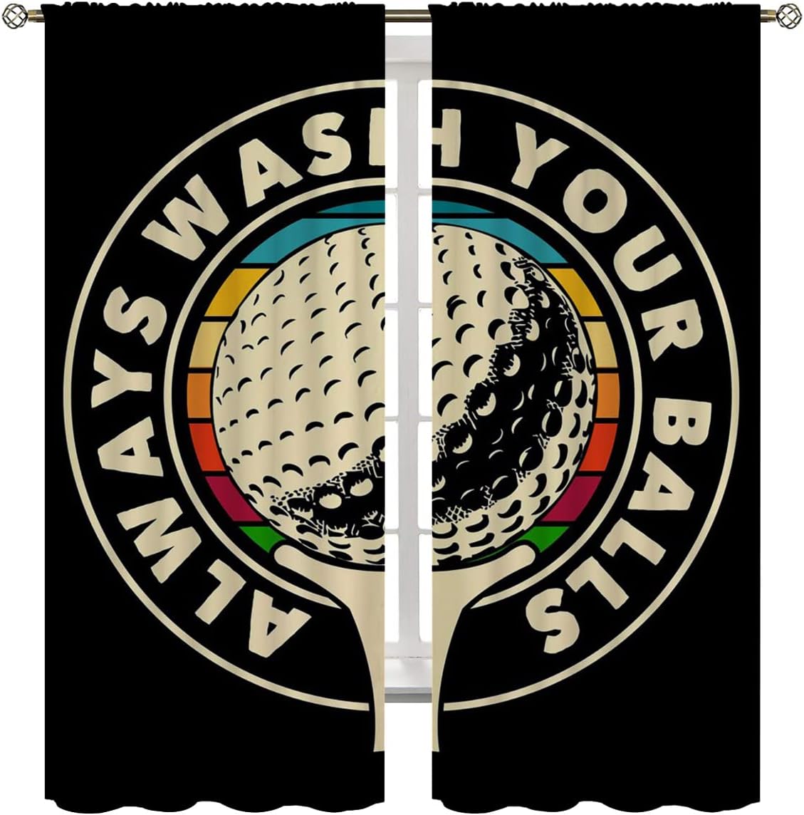 Golf Blackout Curtains for Boy Girl Room Darkening Decor,Sport Theme and White Motto Dark Background Bedroom Living Room Home Rod Pocket Thermal Insulated Window Curtain/Drapes Panel,55x63 Inch…