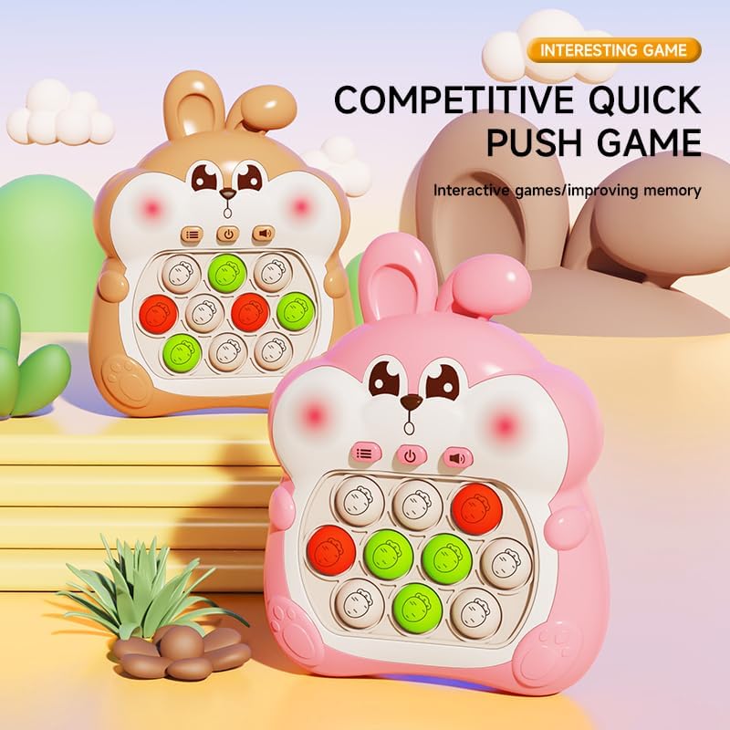 Light-Up Bunny Push Bubble Game - Funny Handheld Toy for Early Education and Quick Hitting - 999 Levels