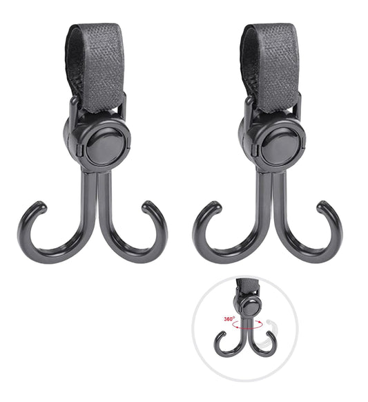 Double Stroller Hooks, 2 Pack Car Seat Hook, Adjustable Hook, Stroller Hanger Hook, Stroller Organizer Hook, Seat Headrest Hook, Universal Stroller Organizer